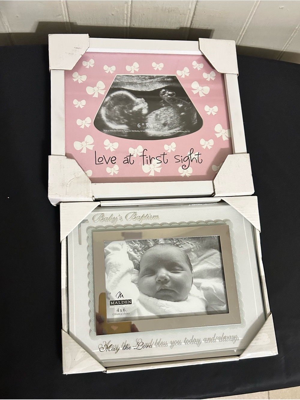 Baby Girl Keepsake Set: Sonogram & Baptism Frames/NIB